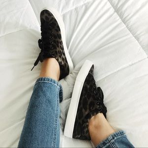 Leopard Velvet Platform Sneakers